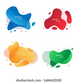 Set of abstract liquid shapes. Dynamical futuristic elements for trendy color design. Template for the design of a logo, flyer or presentation. Fluid geometric shapes of different colors.Vector EPS10.