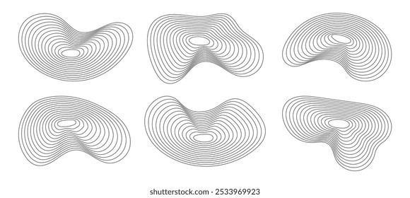 Set of abstract liquid shapes with editable stroke vector illustration