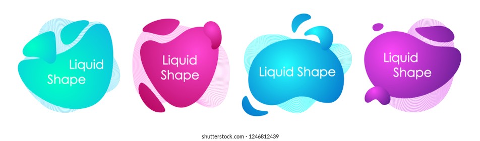 Set of  abstract liquid shapes. Fluid gradient design templates for banner, emblem, flyer. Vector Futuristic dynamic elements. 