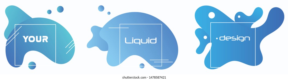 Set of Abstract Liquid Shapes. Fluid background with gradient waves. Great for mobile app, web design, banner, presentation, etc.