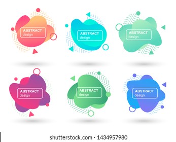 Set of abstract liquid shapes modern graphic elements. Fluid design forms and line. Gradient abstract banners. Template for the design of a logo, flyer or presentation. Vector illustration.