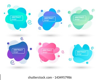 Set of abstract liquid shapes modern graphic elements. Fluid design forms and line. Gradient abstract banners. Template for the design of a logo, flyer or presentation. Vector illustration.