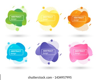Set of abstract liquid shapes modern graphic elements. Fluid design forms and line. Gradient abstract banners. Template for the design of a logo, flyer or presentation. Vector illustration.