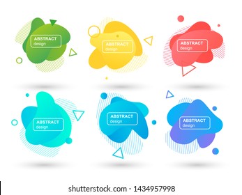 Set of abstract liquid shapes modern graphic elements. Fluid design forms and line. Gradient abstract banners. Template for the design of a logo, flyer or presentation. Vector illustration.