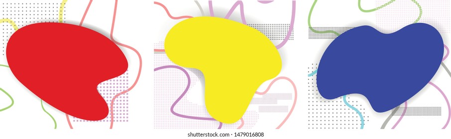 Set of abstract liquid shapes modern graphic elements. Fluid design forms and line. Vector illustration. - เวกเตอร์