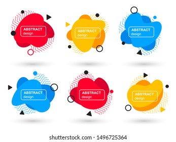Set of abstract liquid shapes modern graphic elements. Fluid design forms and line. Bright abstract banners. Template for the print design of a logo, flyer or presentation. Vector illustration.