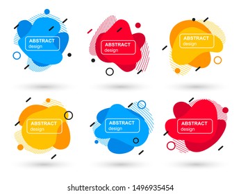 Set of abstract liquid shapes modern graphic elements. Fluid design forms and line. Bright abstract banners. Template for the print design of a logo, flyer or presentation. Vector illustration.