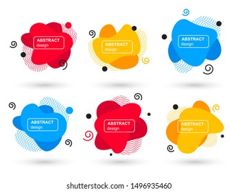 Set of abstract liquid shapes modern graphic elements. Fluid design forms and line. Bright abstract banners. Template for the print design of a logo, flyer or presentation. Vector illustration.
