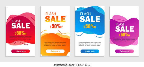 Set of abstract liquid shapes on isolated background. Sale design covers for website, retail or business. Flash offer sale template for social media.vector eps10