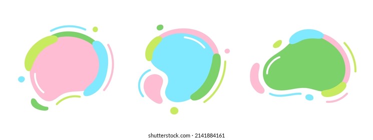 Set of abstract liquid shapes for text. Colorful spring spots with empty space for text. Design elements for banner, poster, advertising, promo, social media, discounts, sales and other. Vector
