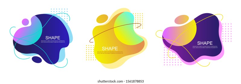 Set of abstract liquid space shapes. Template background. Vector design.		