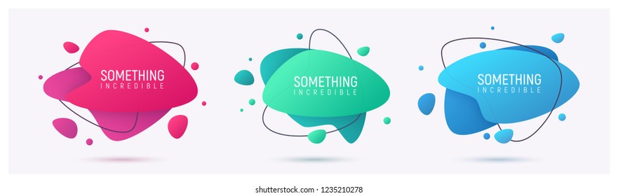 Set of abstract liquid style trendy colorful shapes. Vector illustration.