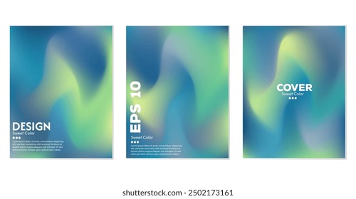 Set of abstract liquid wave backgrounds. gradient color. The effect of combining dark and light colors. Modern design template for web cover, advertising banner, poster, brochure, flyer. EPS vector im