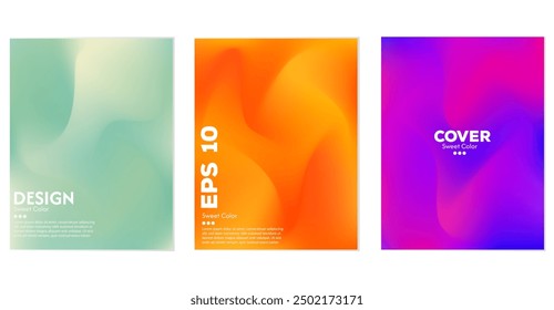 Set of abstract liquid wave backgrounds. gradient color. The effect of combining dark and light colors. Modern design template for web cover, advertising banner, poster, brochure, flyer. EPS vector im