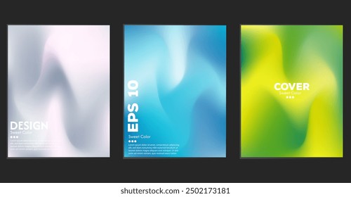 Set von abstrakten Flüssigkeitshintergründen. Farbverlauf. Der Effekt der Kombination von dunklen und hellen Farben. Moderne Design-Vorlage für Web-Cover, Werbebanner, Poster, Broschüre, Flyer. EPS-Vektor im