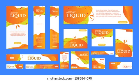 set of abstract liquid web banners of standard size with a place for photos. 
Business ad banner. Vertical, horizontal and square template. vector illustration EPS 10