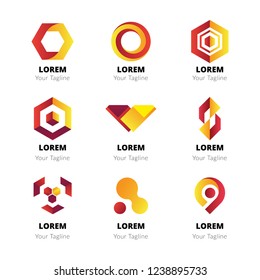 Set of abstract logo with 3 style for any corporate, business, or related.