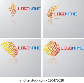 Set of Abstract Logo Icons with Rectangles. Unusual Shape Forms.Vector Illustration.