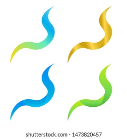 set of abstract logo with various colors, blue wave eco green and gold  color. vector logo abstract