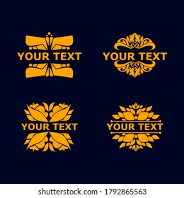 set abstract logo vector with tagline in the middle, luxurious and elegant in color, perfect for logos for yoga, etc, mandalas.