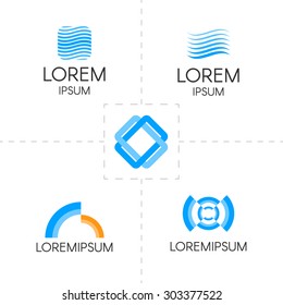 Set of abstract logos blue shades. Vector logos for your company