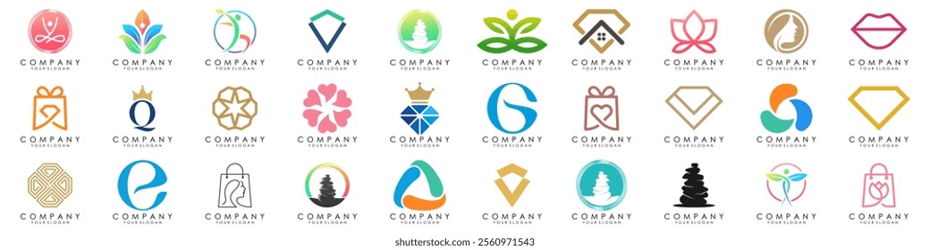 set of Abstract logos collection. Geometrical abstract logos. vector illustration