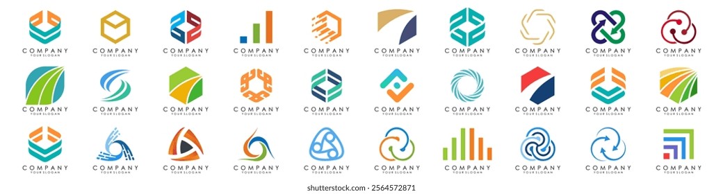 set of Abstract logos collection. Geometrical abstract logos. vector illustration