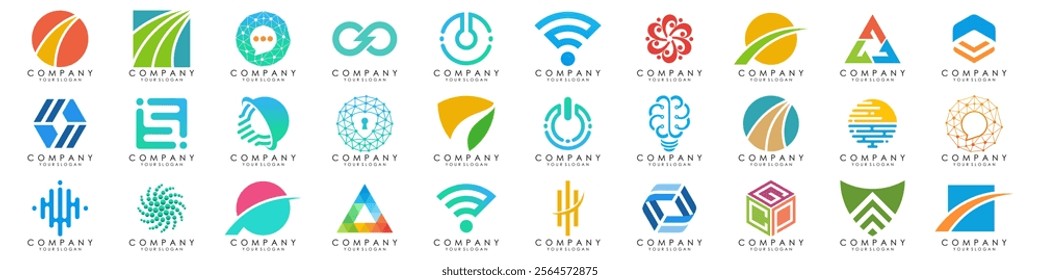 set of Abstract logos collection. Geometrical abstract logos. vector illustration