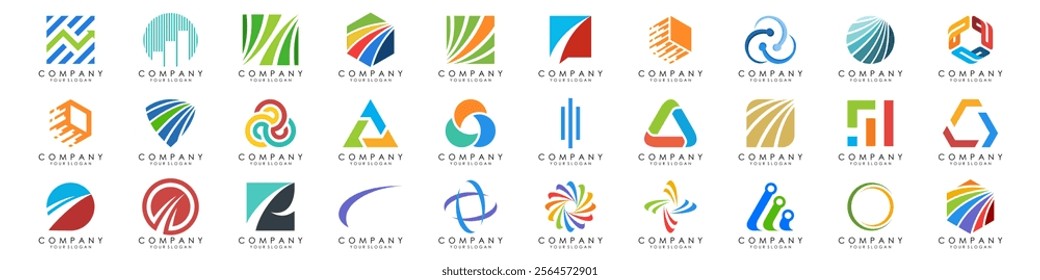 set of Abstract logos collection. Geometrical abstract logos. vector illustration