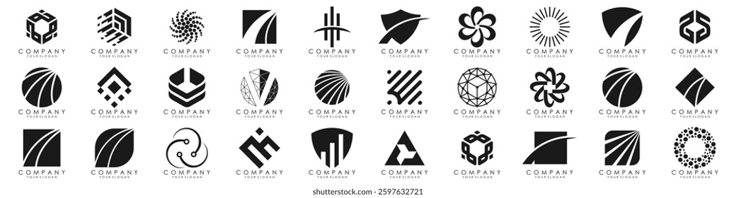 set of Abstract logos collection. Geometrical abstract logos. vector illustration