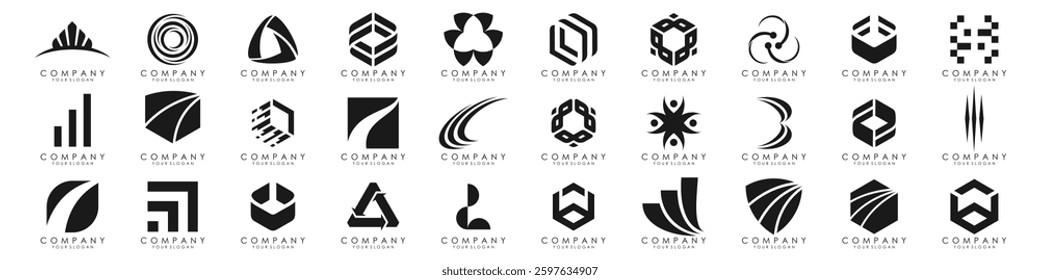 set of Abstract logos collection. Geometrical abstract logos. vector illustration
