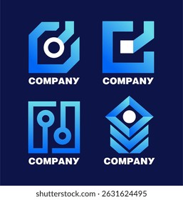 A set of abstract logos for a digital company.