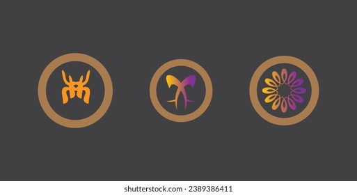 Conjunto de logotipos e iconos abstractos en estilo plano. Ilustración vectorial.