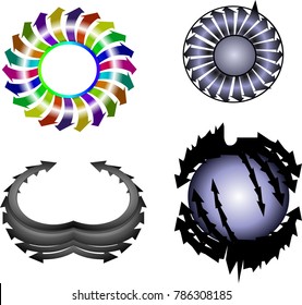 Set of abstract logos vector arrows on white background for business