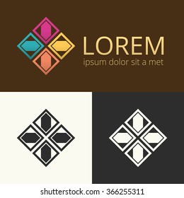Set of abstract logotypes. Geometric concept logo.