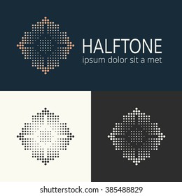 Set of abstract logotypes. Halftone concept logo.