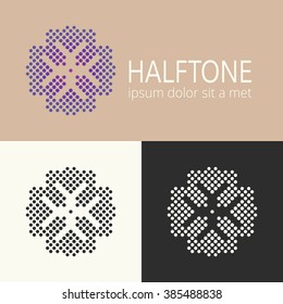 Set of abstract logotypes. Halftone concept logo.