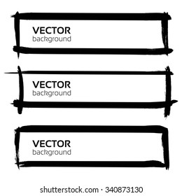 Set abstract long banners from black smears textured isolated on a white background