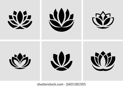 Set of Abstract Lotus Flower Designs