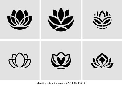 Set of Abstract Lotus Flower Designs