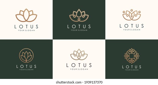 set of abstract lotus flower logo design