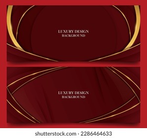 conjunto abstracto de color rojo ondulado y dorado de color de fondo. diseño de tema elegante de lujo