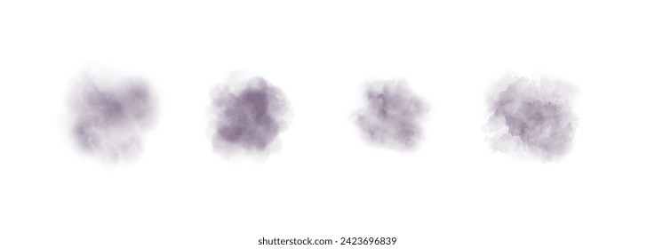 Set of abstract magenta watercolor water splash on a white background. Vector watercolour texture in salad color. Ink paint brush stain. Magenta splatters spot. Watercolor pastel splash