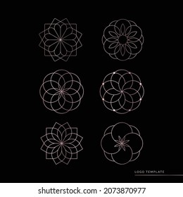 Set of abstract mandala flower. swirl logo icon vector design.