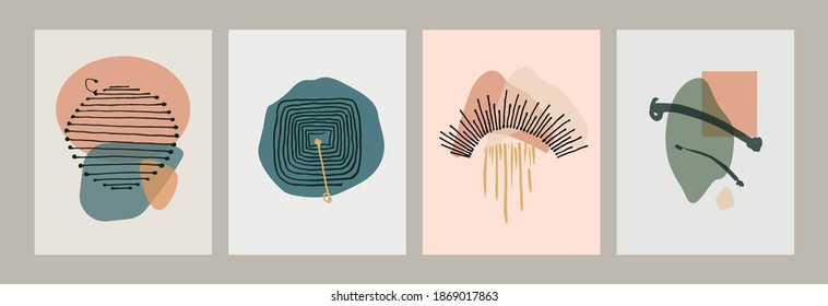 A set of abstract maps with hand-drawn doodles, geometric shapes.Fashion banners, posters, Wallpapers in social networks.