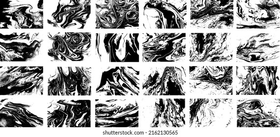 Set of abstract marble background. Black and white grunge texture collection. Vector illustration