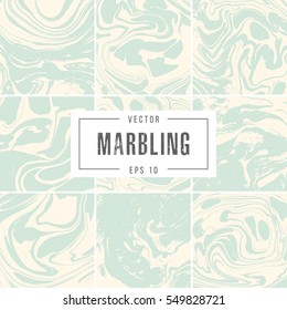 Set of abstract marble backgrounds, vector ink texture.