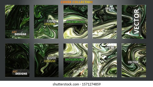 Set abstract marble modern designe. Splash acrylic colored bright liquid. Paints texture A4 with copy space for sale. Desing packaging - vector eps10