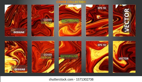 Set abstract marble modern designe. Splash acrylic colored bright liquid. Paints texture A4 with copy space for sale. Desing packaging - vector eps10