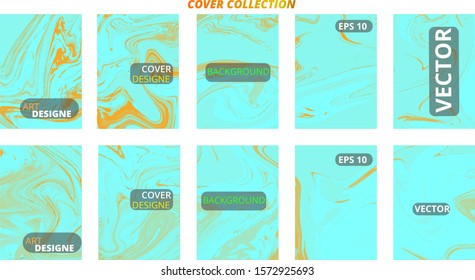 Set abstract marble modern designe. Splash acrylic colored bright liquid. Paints texture A4 with copy space for sale. Desing packaging - vector eps10
